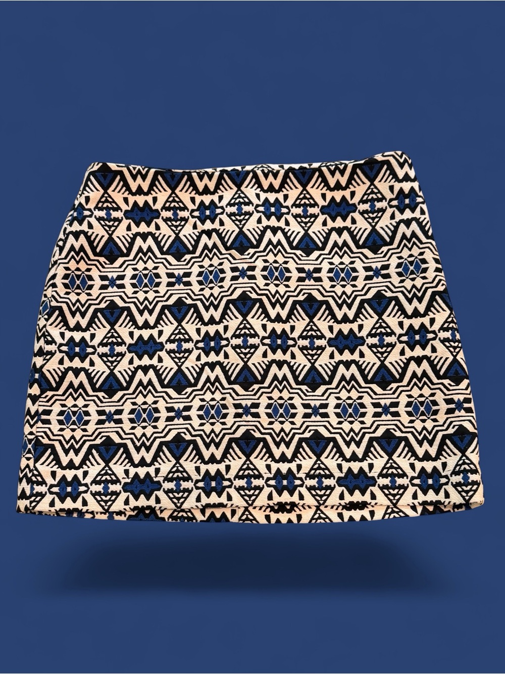Divided Black and Cream Aztec Mini Skirt